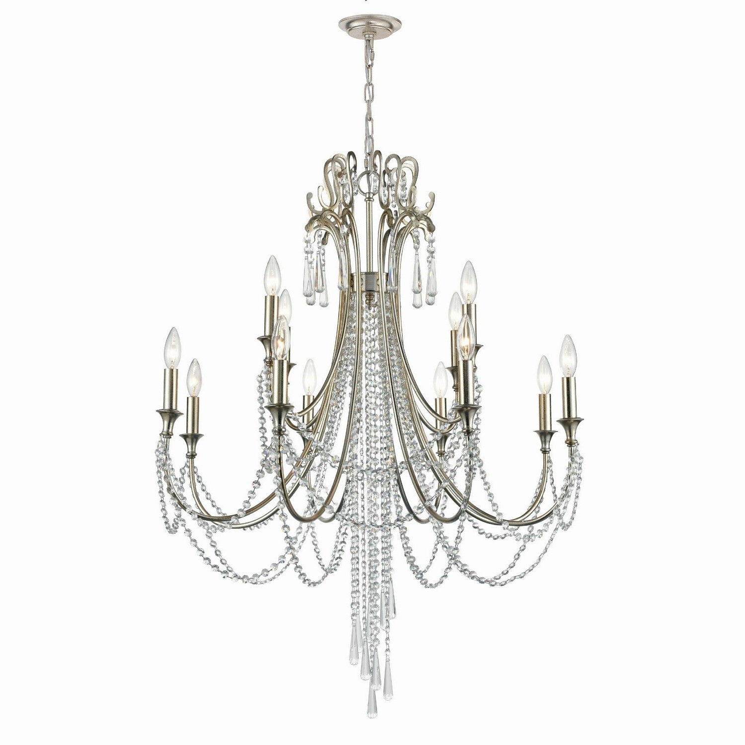 Crystorama - ARC-1909-SA-CL-MWP - 12 Light Chandelier - Arcadia - Antique Silver
