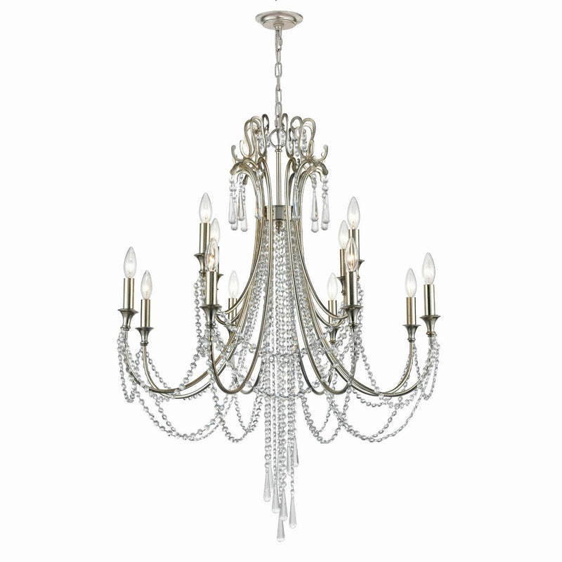Crystorama - ARC-1909-SA-CL-MWP - 12 Light Chandelier - Arcadia - Antique Silver