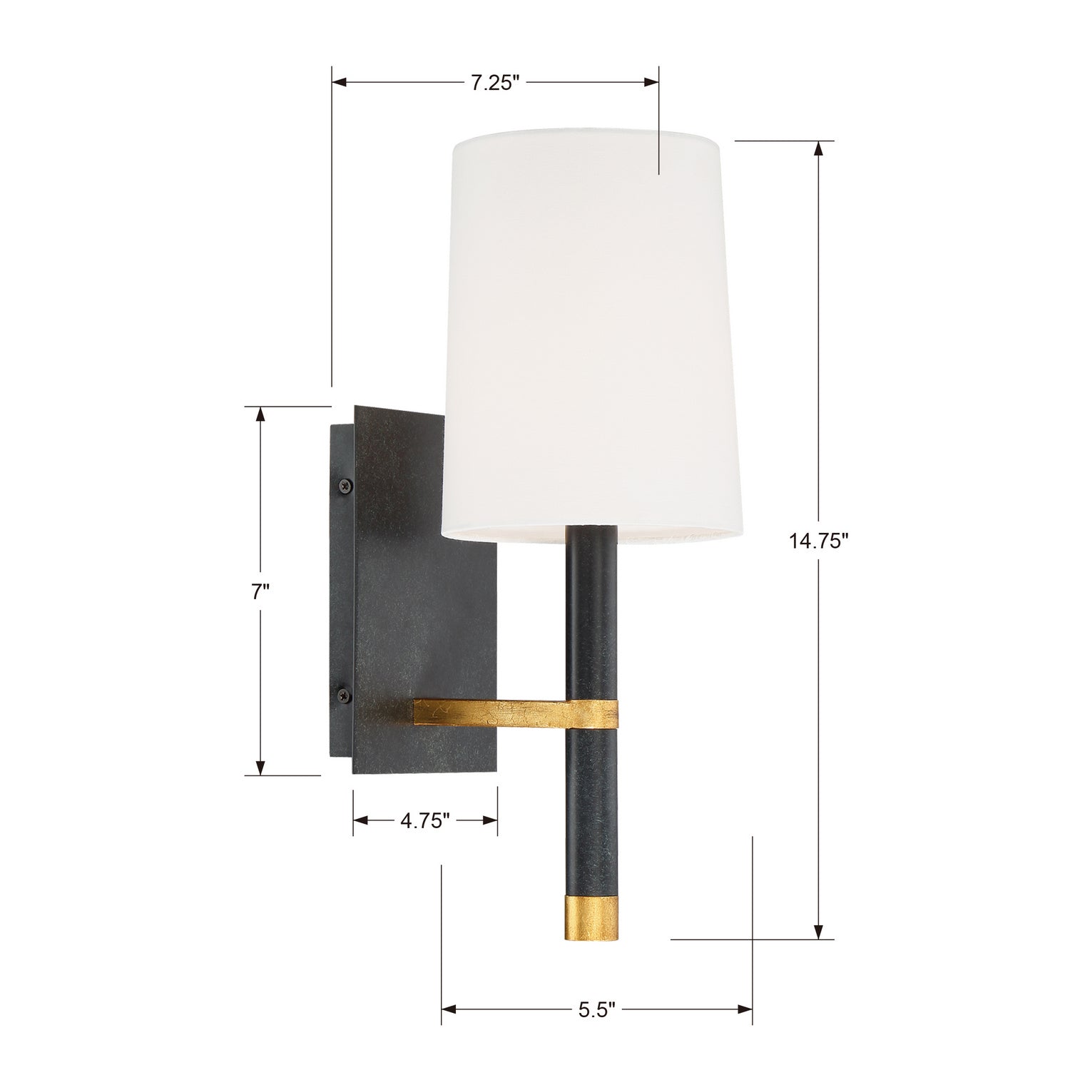 Crystorama - WES-9901-BK-GA - One Light Wall Sconce - Weston - Black + Antique Gold