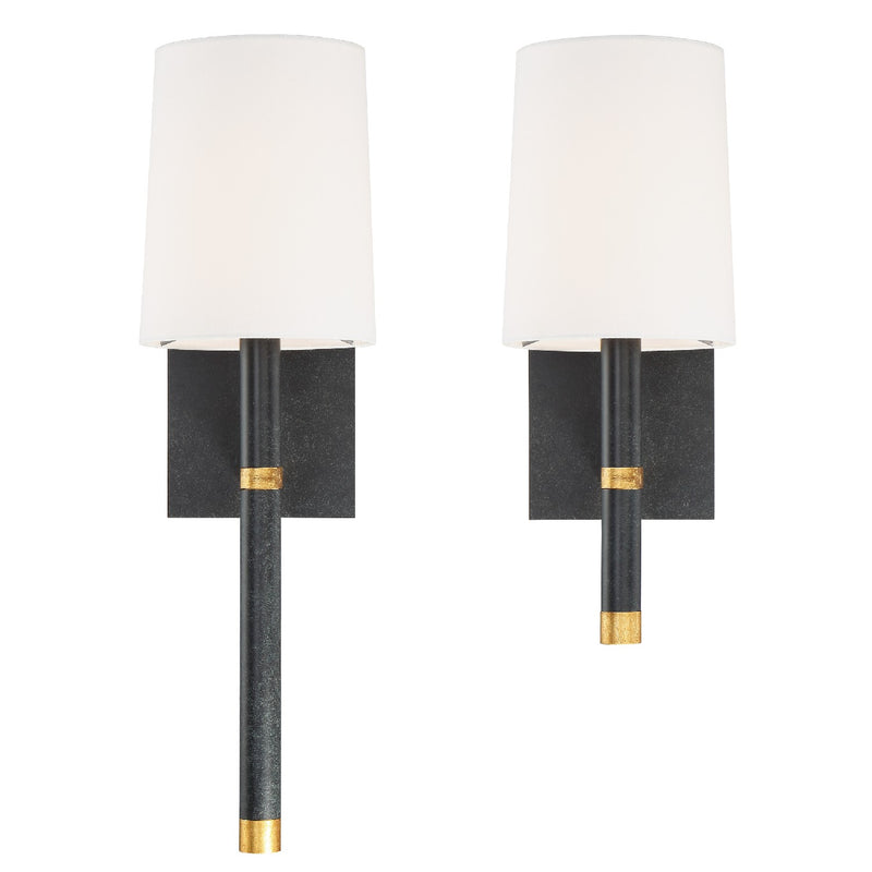Crystorama - WES-9901-BK-GA - One Light Wall Sconce - Weston - Black + Antique Gold