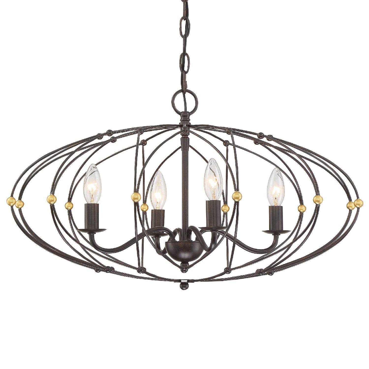 Crystorama - ZUC-A9034-EB-GA - Four Light Chandelier - Zucca - English Bronze + Antique Gold