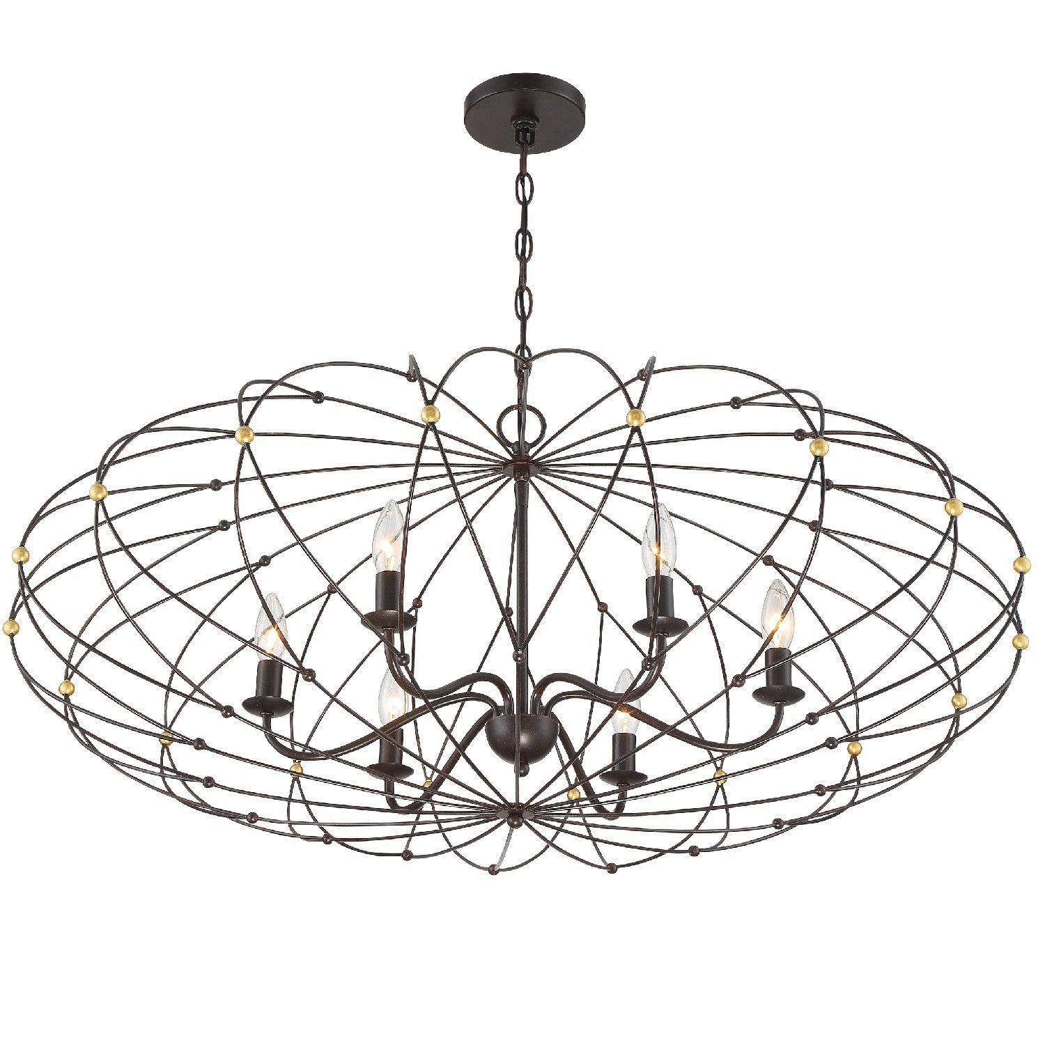 Crystorama - ZUC-A9036-EB-GA - Six Light Chandelier - Zucca - English Bronze + Antique Gold