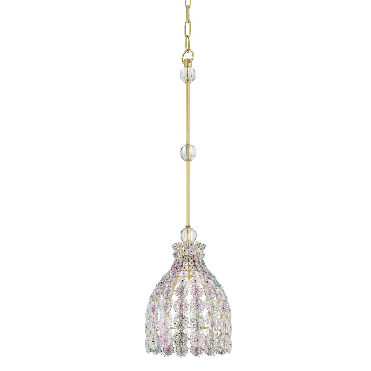 Hudson Valley - 8208-AGB - One Light Pendant - Floral Park - Aged Brass