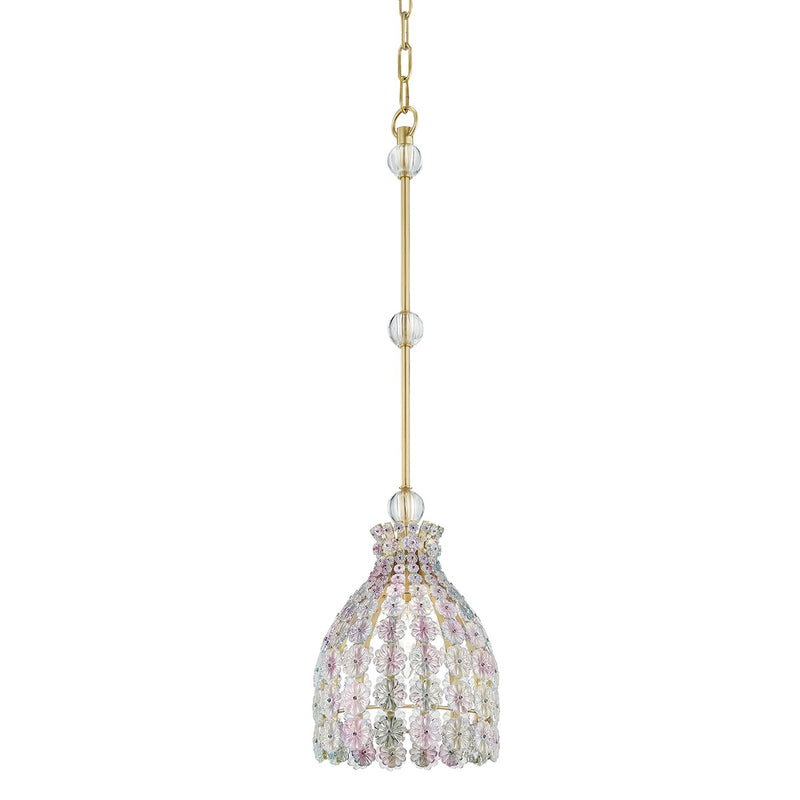 Hudson Valley - 8208-AGB - One Light Pendant - Floral Park - Aged Brass