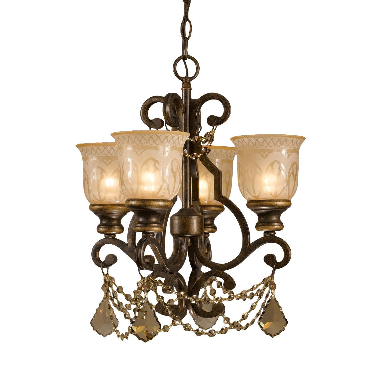 Crystorama - 7504-BU-GT-S - Four Light Mini Chandelier - Norwalk - Bronze Umber
