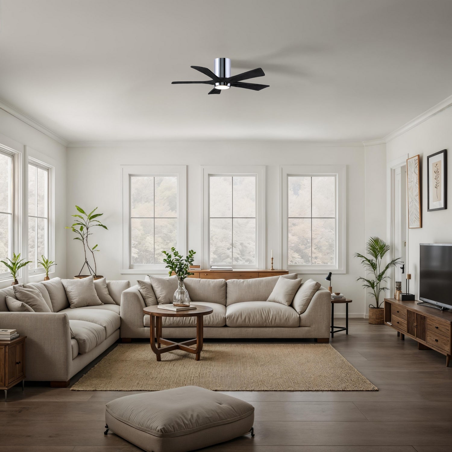 Matthews Fan Company - IR5HLK-CR-BK-42 - 42"Ceiling Fan - Irene-5HLK - Polished Chrome