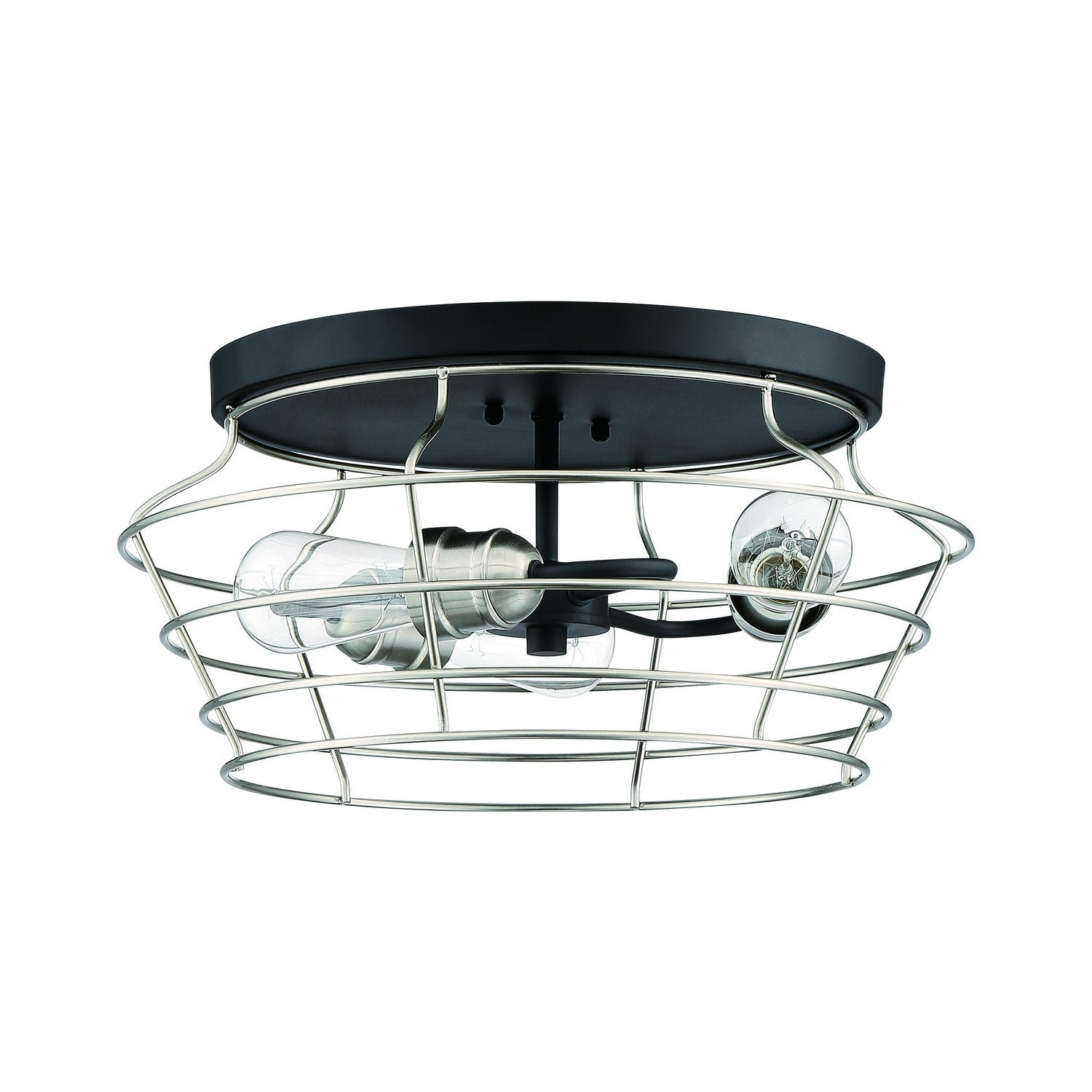 Craftmade - 50683-FBBNK - Three Light Flushmount - Thatcher - Flat Black/Brushed Polished Nickel