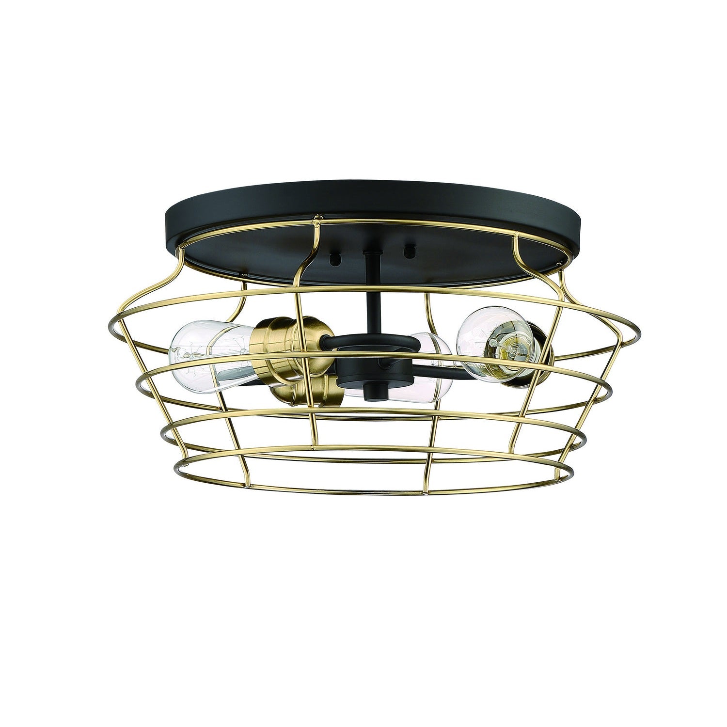 Craftmade - 50683-FBSB - Three Light Flushmount - Thatcher - Flat Black/Satin Brass