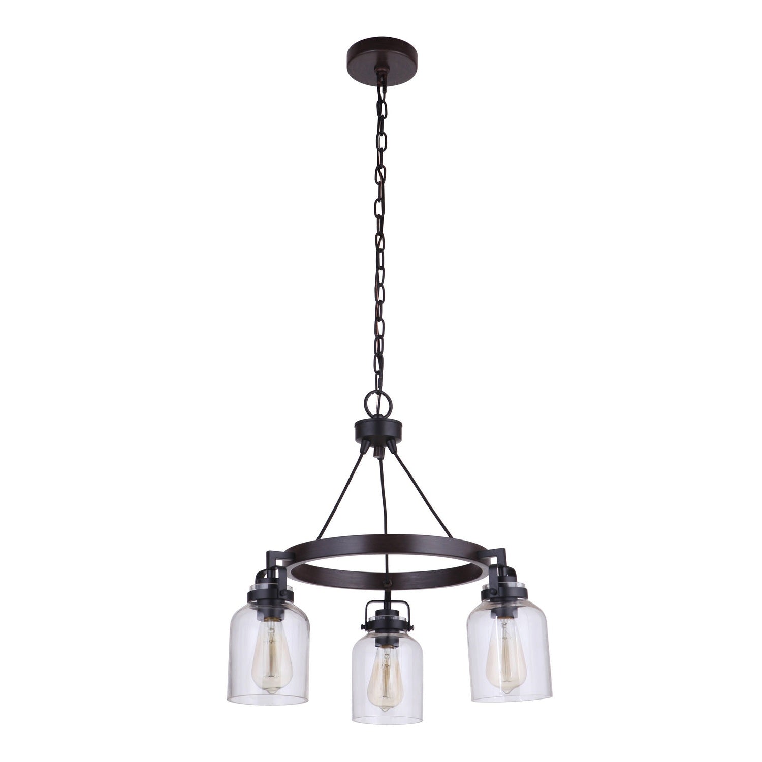 Craftmade - 53623-FBDT - Three Light Chandelier - Foxwood - Flat Black / Dark Teak
