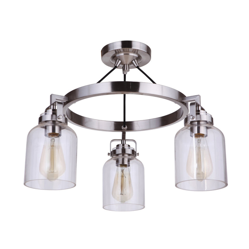 Craftmade - 53653-BNK - Three Light Convertible Semi Flush - Foxwood - Brushed Polished Nickel