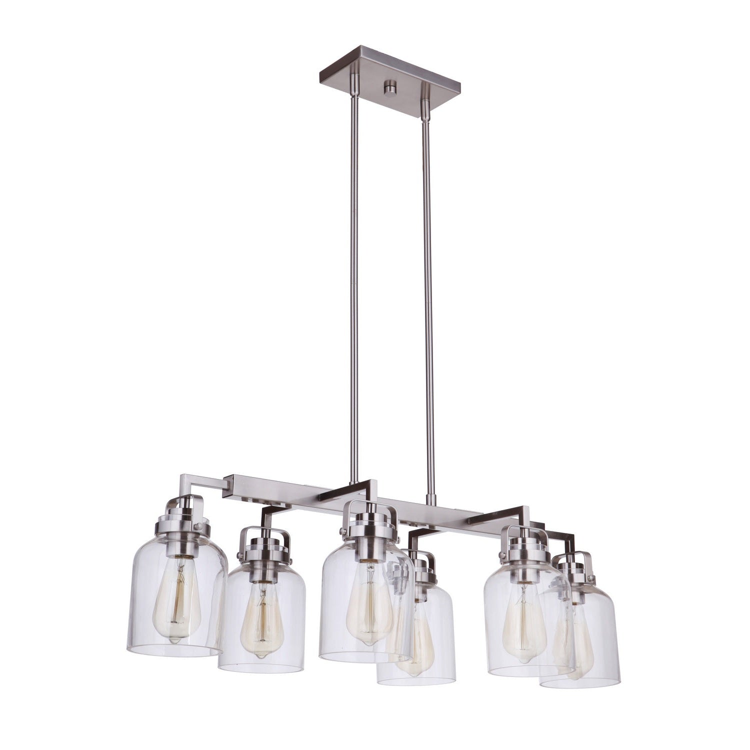 Craftmade - 53676-BNK - Six Light Island Pendant - Foxwood - Brushed Polished Nickel
