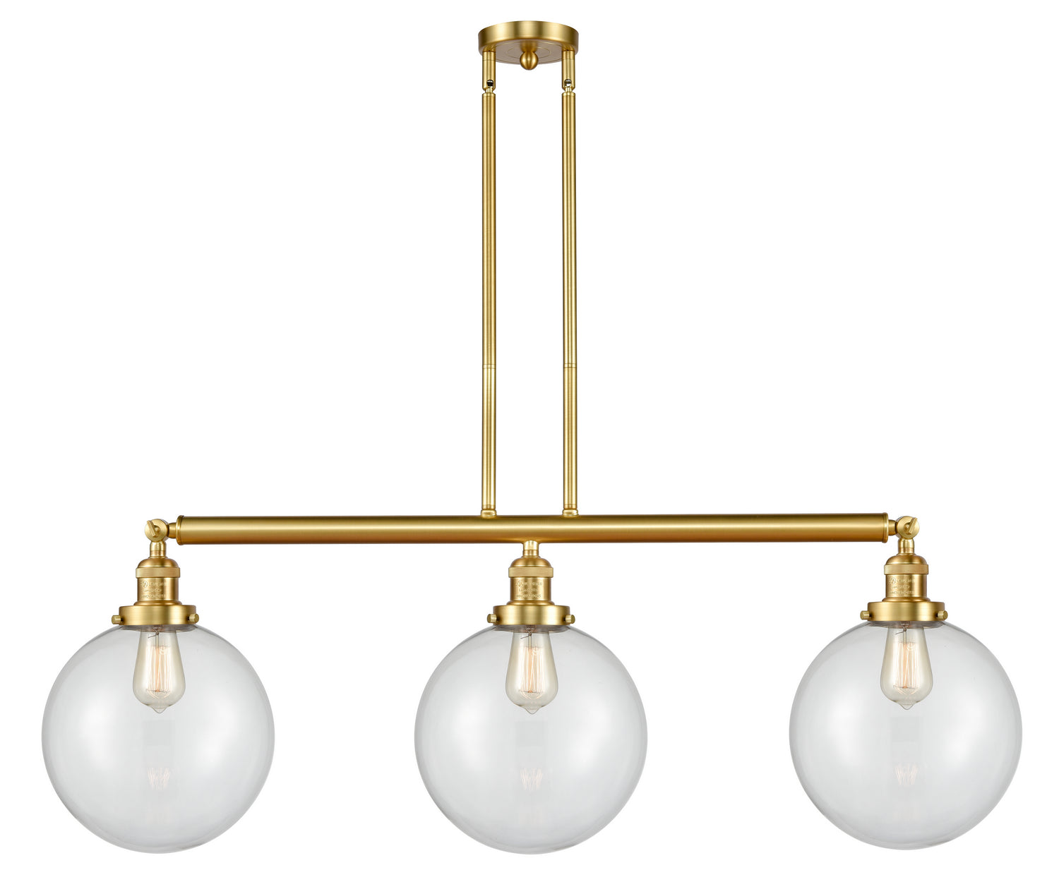 Innovations - 213-SG-G202-10 - Three Light Island Pendant - Franklin Restoration - Satin Gold