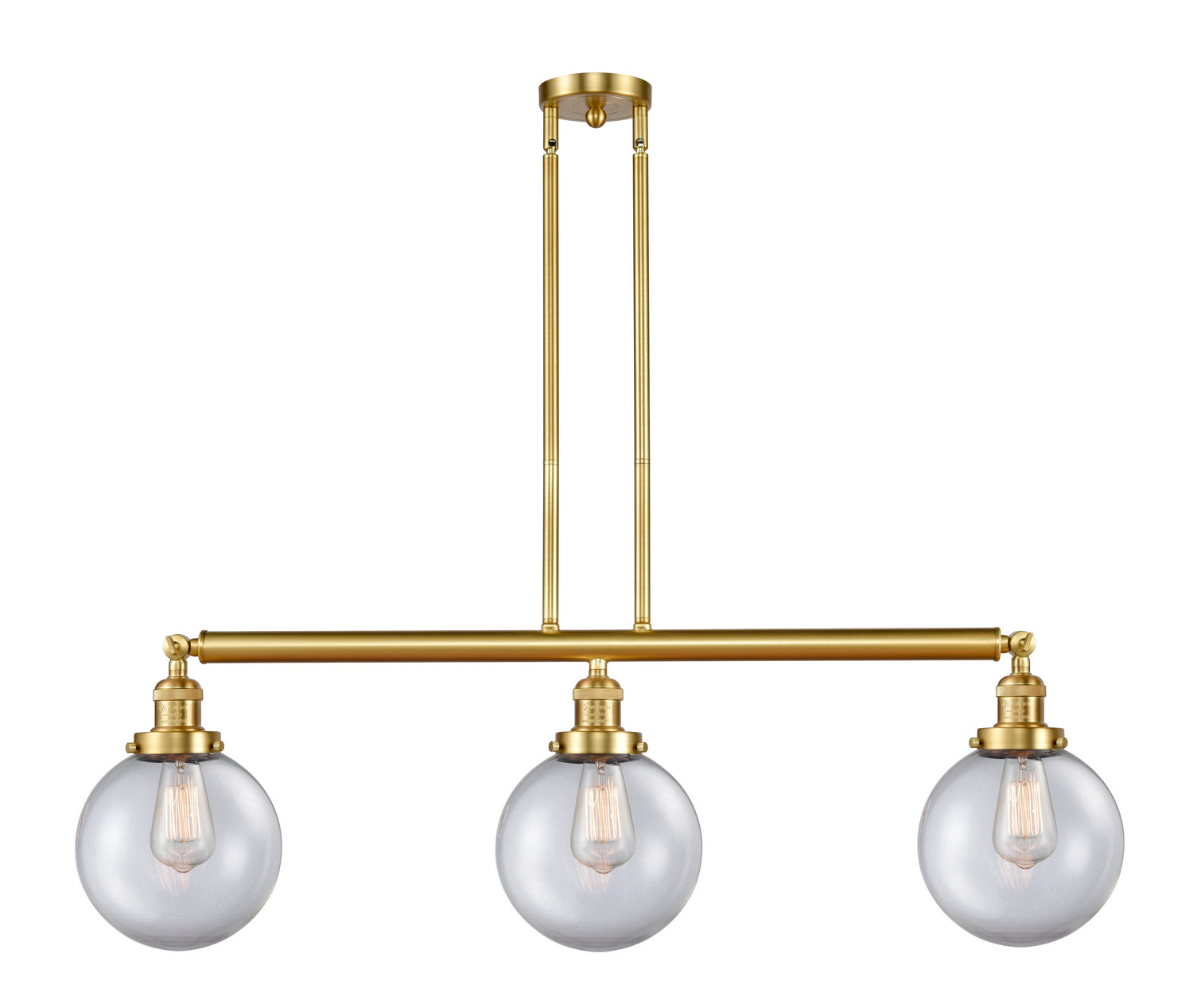 Innovations - 213-SG-G202-8 - Three Light Island Pendant - Franklin Restoration - Satin Gold