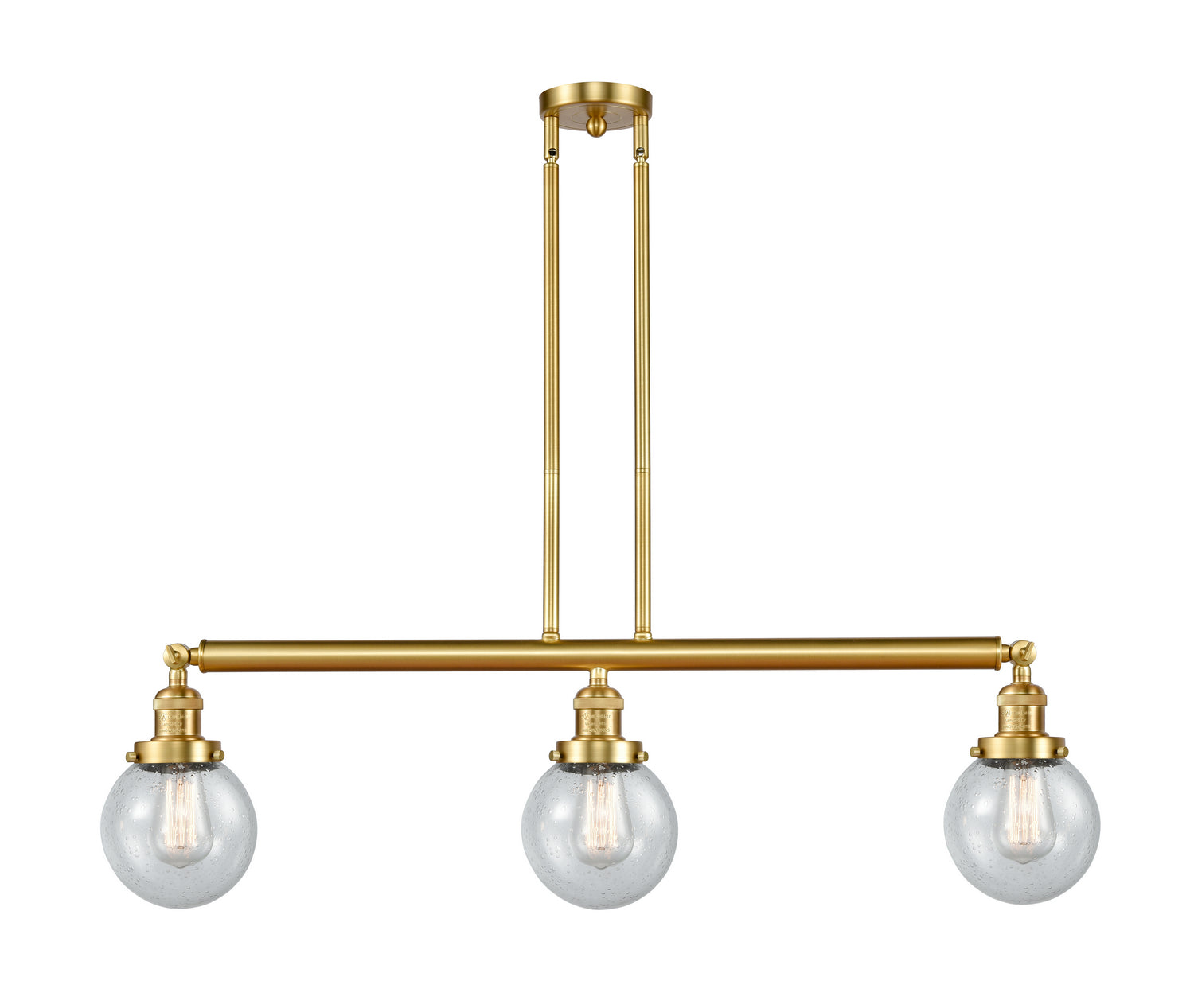 Innovations - 213-SG-G204-6 - Three Light Island Pendant - Franklin Restoration - Satin Gold