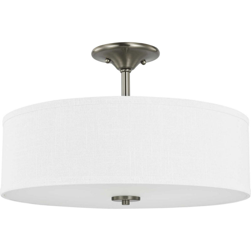 Progress Lighting - P350167-009 - Three Light Semi Flush Mount - Inspire - Brushed Nickel