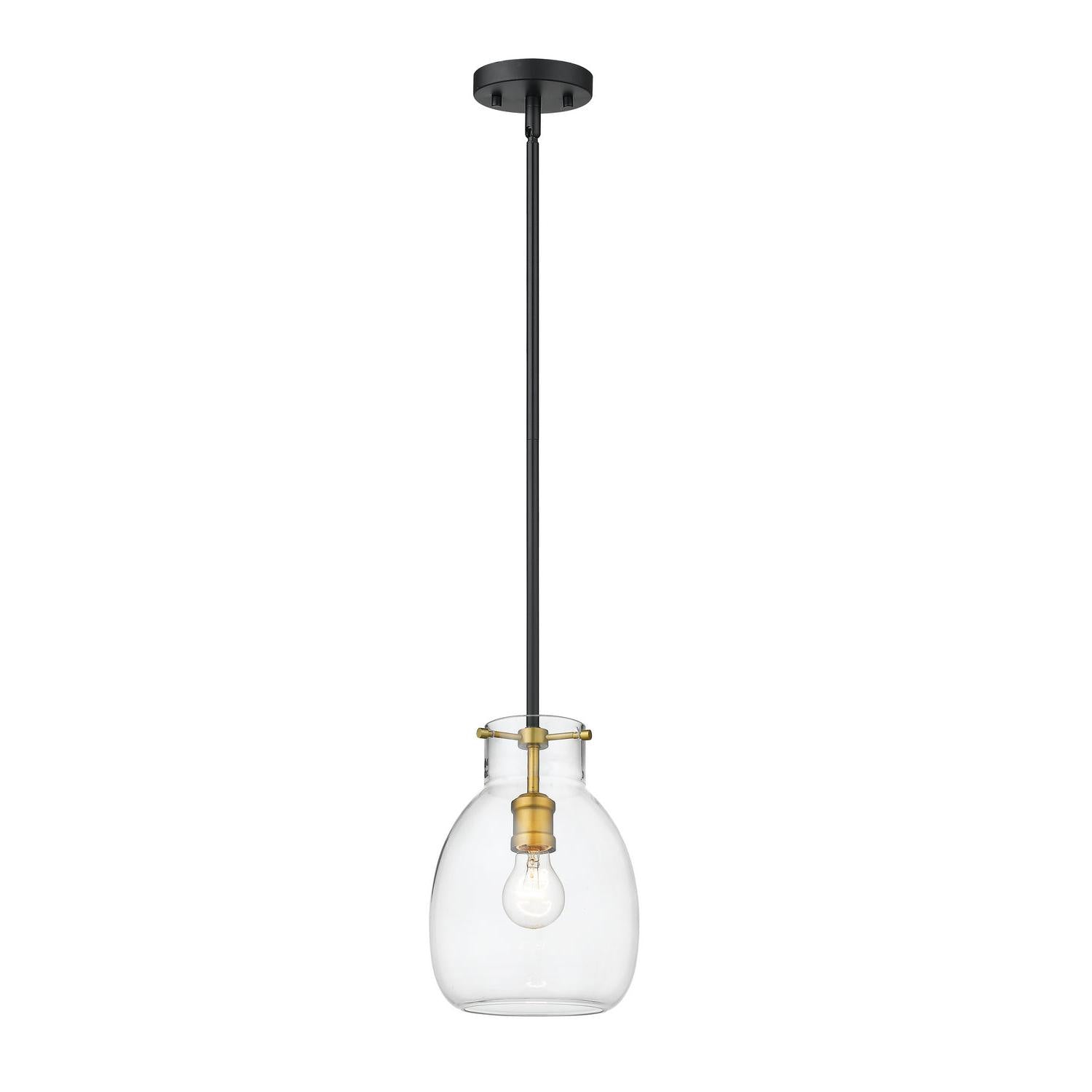 Z-Lite - 476MP-ROD-MB-OBR - One Light Pendant - Bella - Matte Black + Olde Brass