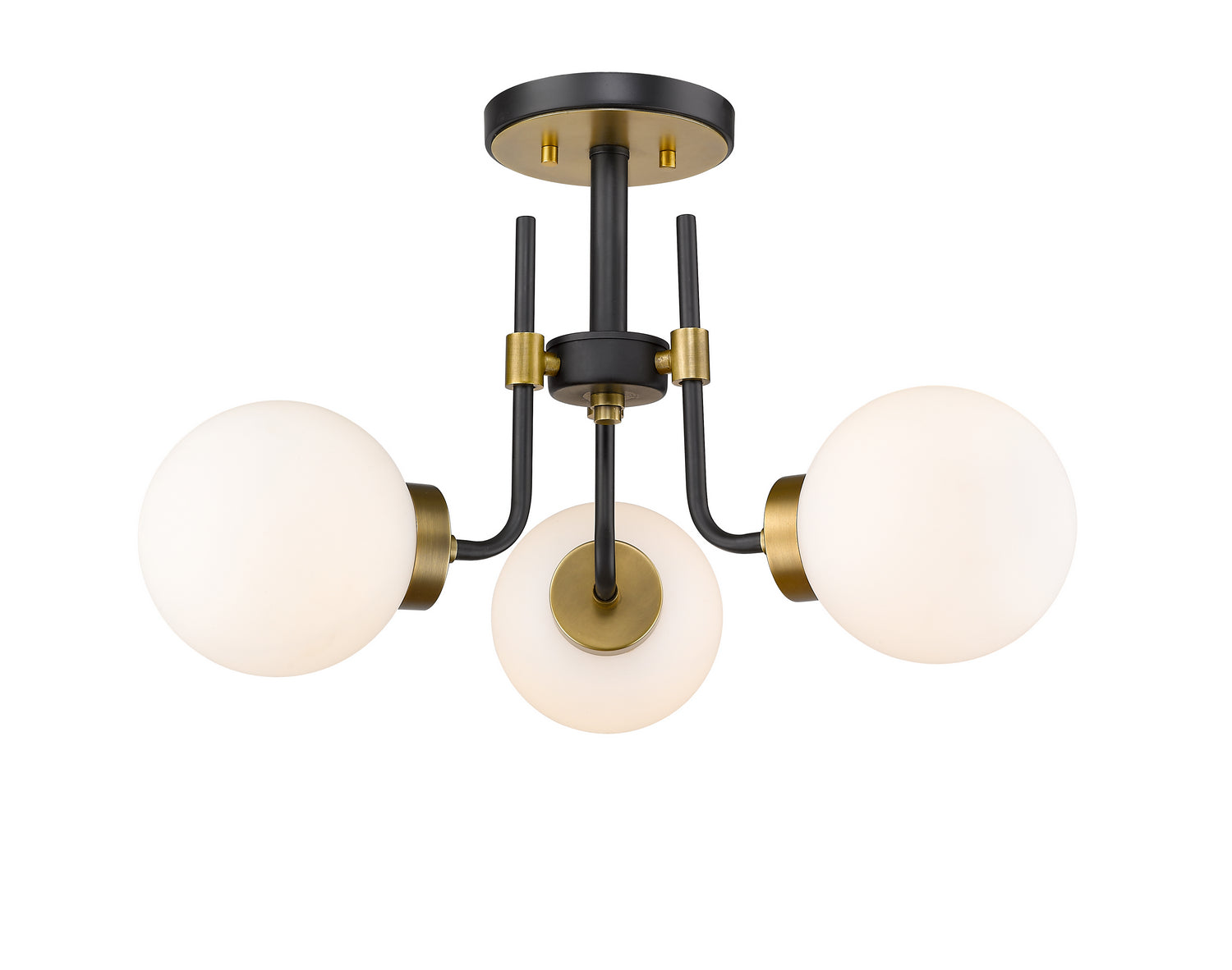 Z-Lite - 477-3SF-MB-OBR - Three Light Semi Flush Mount - Parsons - Matte Black + Olde Brass
