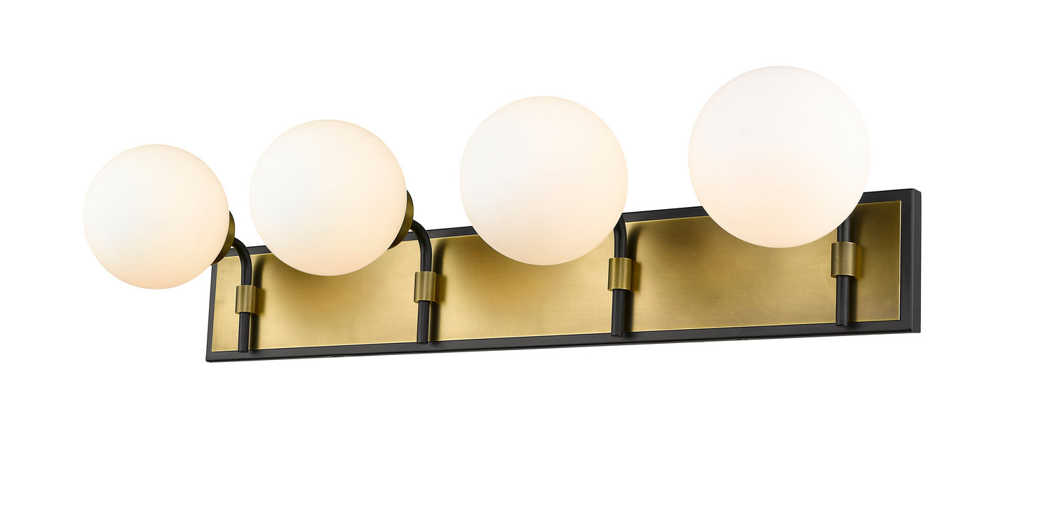 Z-Lite - 477-4V-MB-OBR - Four Light Vanity - Parsons - Matte Black + Olde Brass