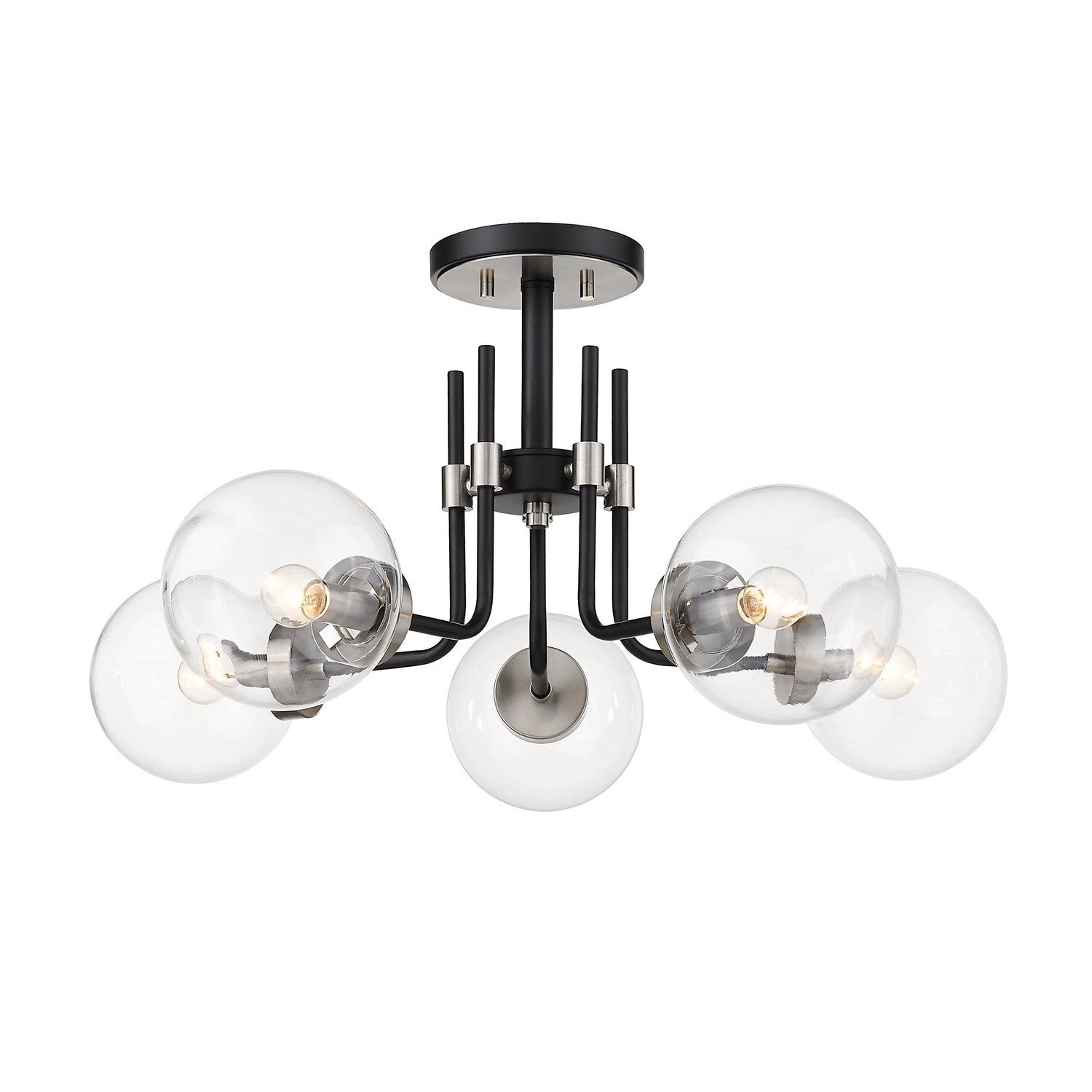Z-Lite - 477-5SF-MB-BN - Five Light Semi Flush Mount - Parsons - Matte Black + Brushed Nickel