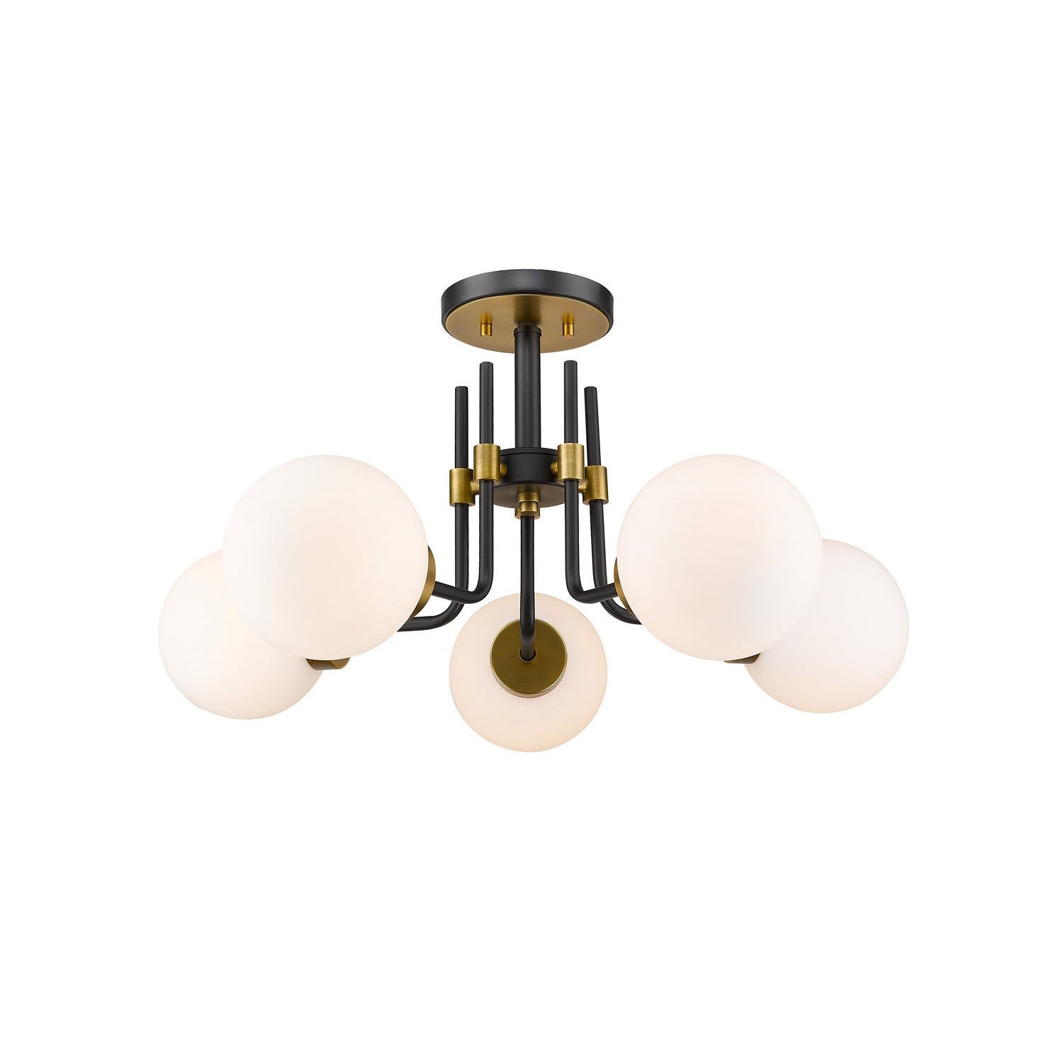 Z-Lite - 477-5SF-MB-OBR - Five Light Semi Flush Mount - Parsons - Matte Black + Olde Brass