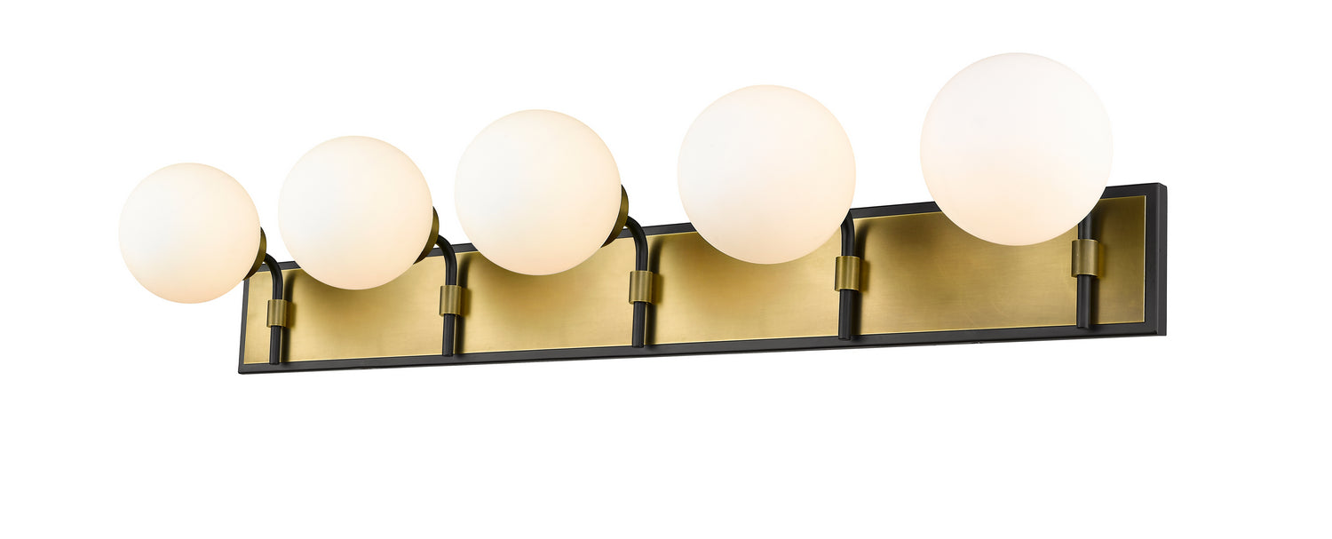 Z-Lite - 477-5V-MB-OBR - Five Light Vanity - Parsons - Matte Black + Olde Brass