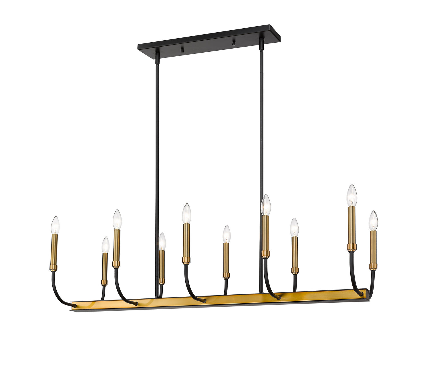 Z-Lite - 479-10L-MB-OBR - Ten Light Linear Chandelier - Haylie - Matte Black + Olde Brass