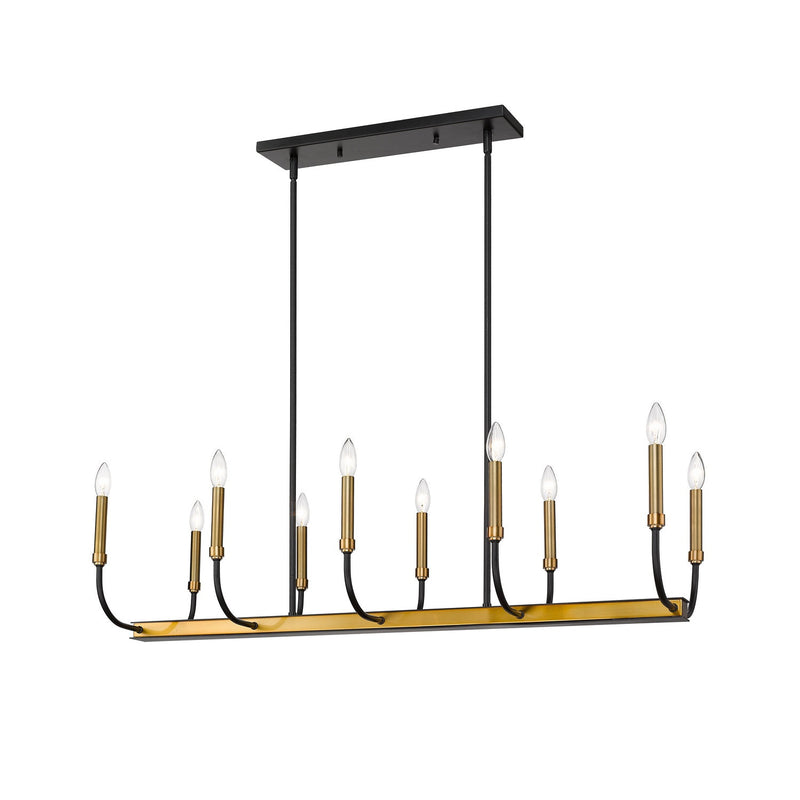 Z-Lite - 479-10L-MB-OBR - Ten Light Linear Chandelier - Haylie - Matte Black + Olde Brass