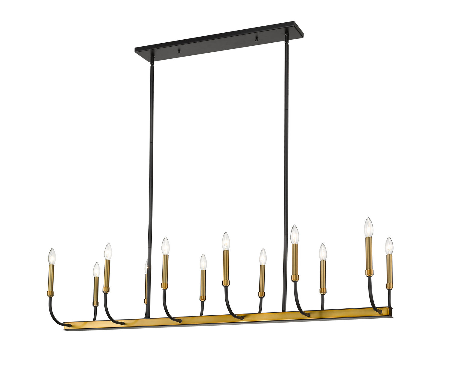 Z-Lite - 479-12L-MB-OBR - 12 Light Linear Chandelier - Haylie - Matte Black + Olde Brass
