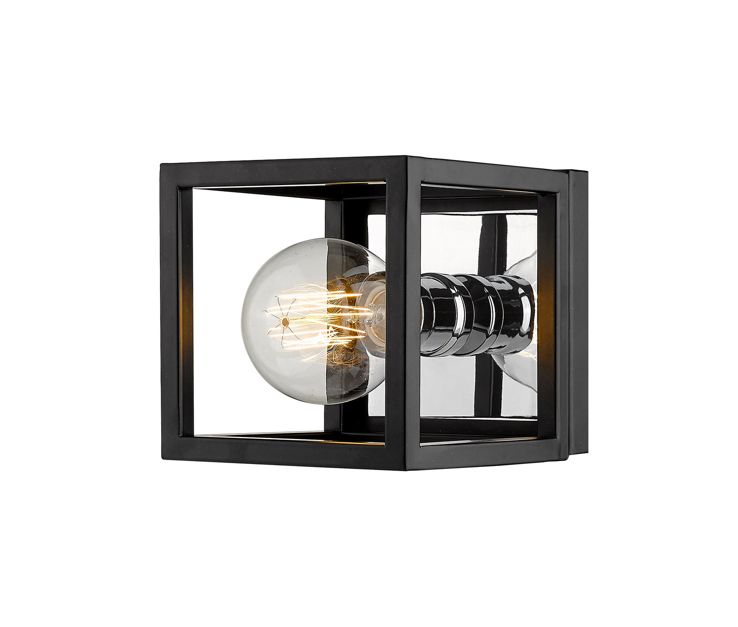 Z-Lite - 480-1S-MB-CH - One Light Wall Sconce - Kube - Matte Black + Chrome