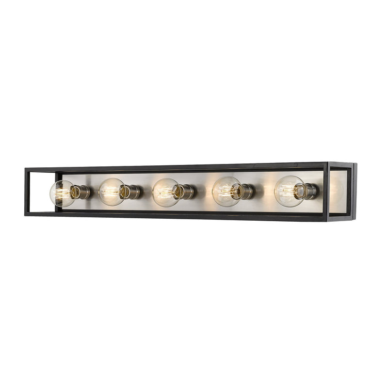 Z-Lite - 480-5V-MB-BN - Five Light Vanity - Kube - Matte Black + Brushed Nickel