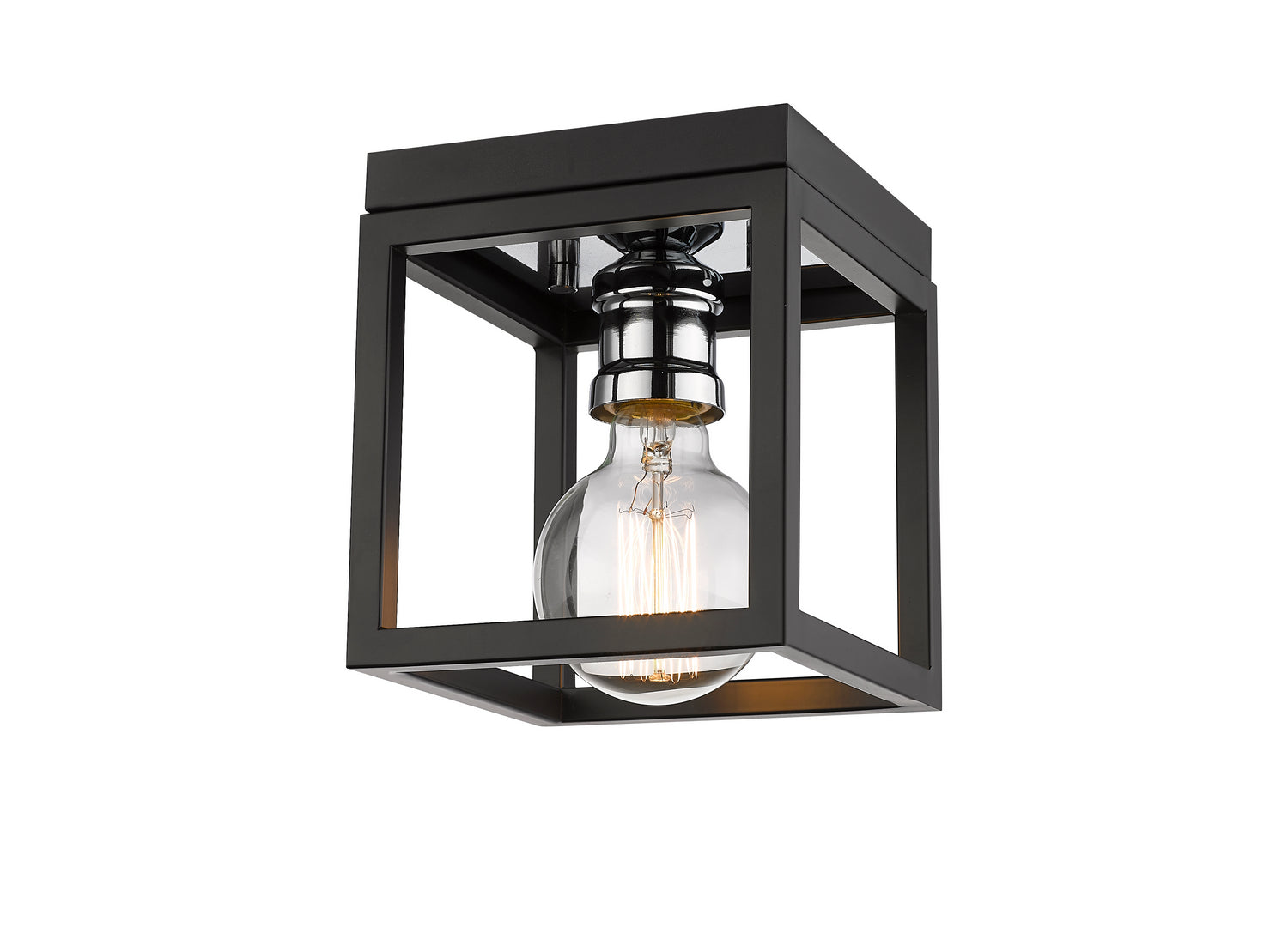Z-Lite - 480F1-MB-CH - One Light Flush Mount - Kube - Matte Black + Chrome