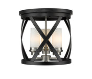 Z-Lite - 481F13-MB-BN - Three Light Flush Mount - Malcalester - Matte Black + Brushed Nickel