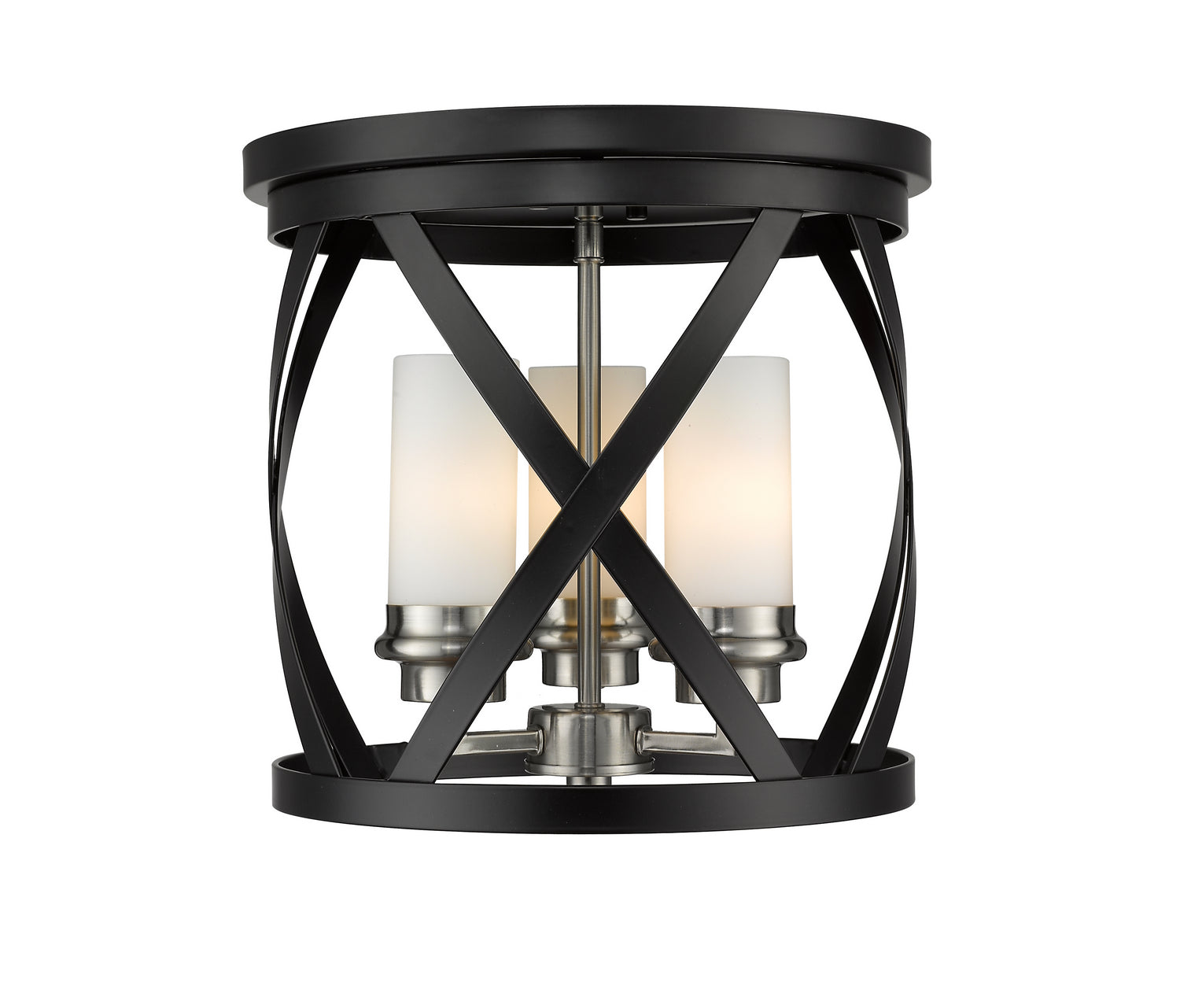 Z-Lite - 481F13-MB-BN - Three Light Flush Mount - Malcalester - Matte Black + Brushed Nickel