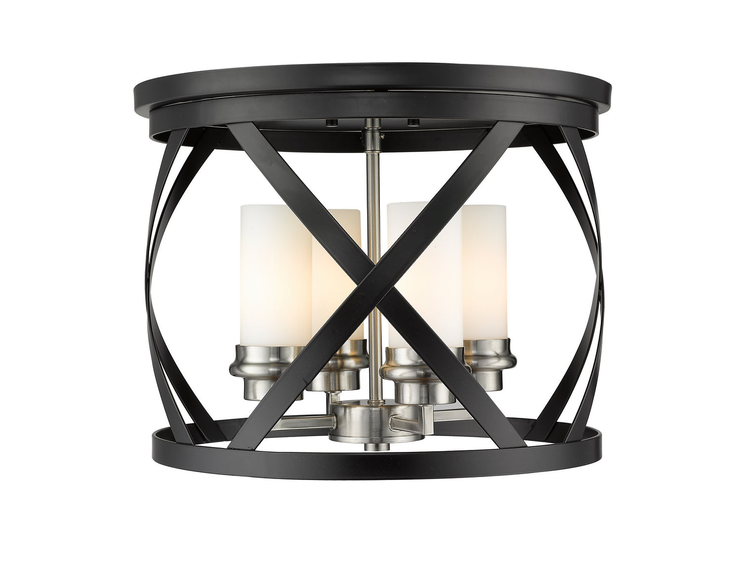 Z-Lite - 481F16-MB-BN - Four Light Flush Mount - Malcalester - Matte Black + Brushed Nickel
