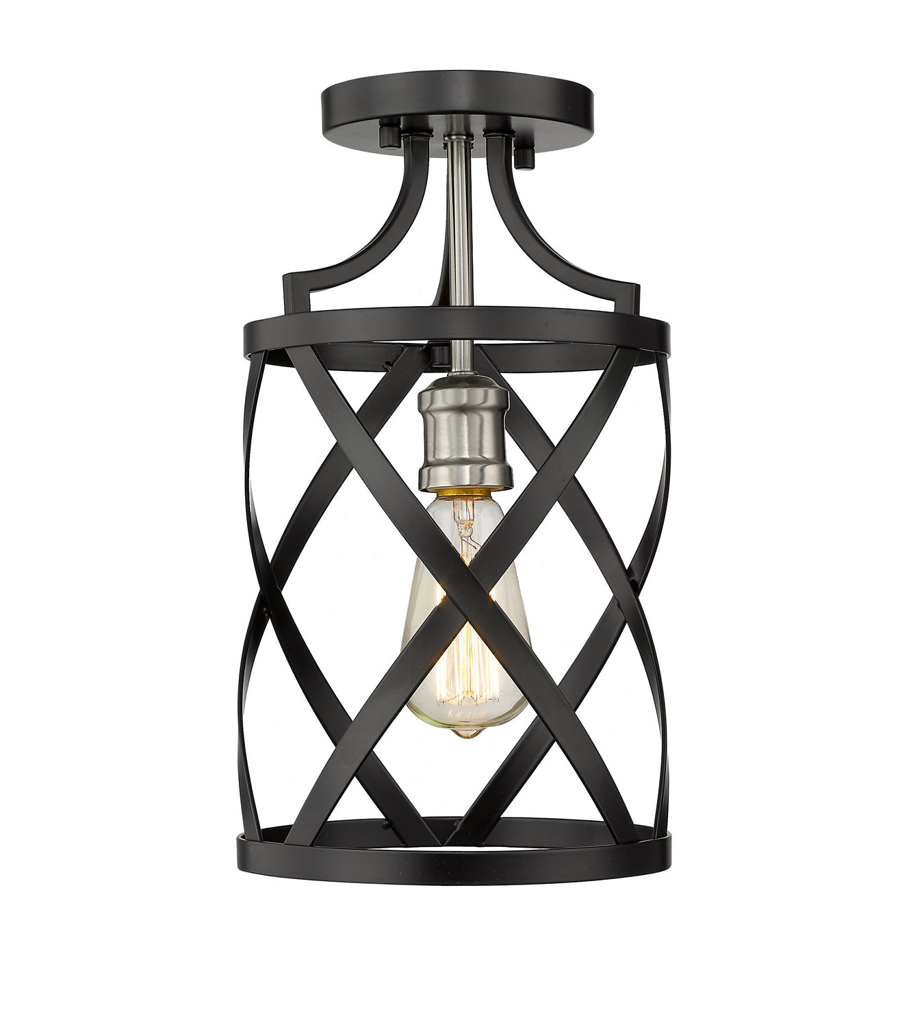 Z-Lite - 481F1-MB-BN - One Light Flush Mount - Malcalester - Matte Black + Brushed Nickel