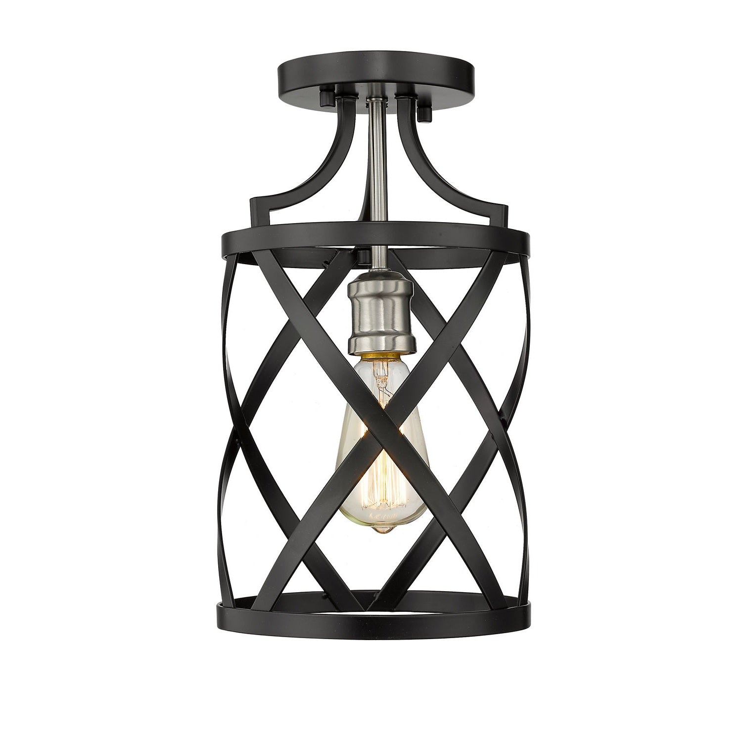 Z-Lite - 481F1-MB-BN - One Light Flush Mount - Malcalester - Matte Black + Brushed Nickel