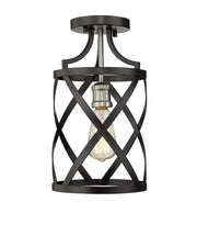Z-Lite - 481F1-MB-BN - One Light Flush Mount - Malcalester - Matte Black + Brushed Nickel