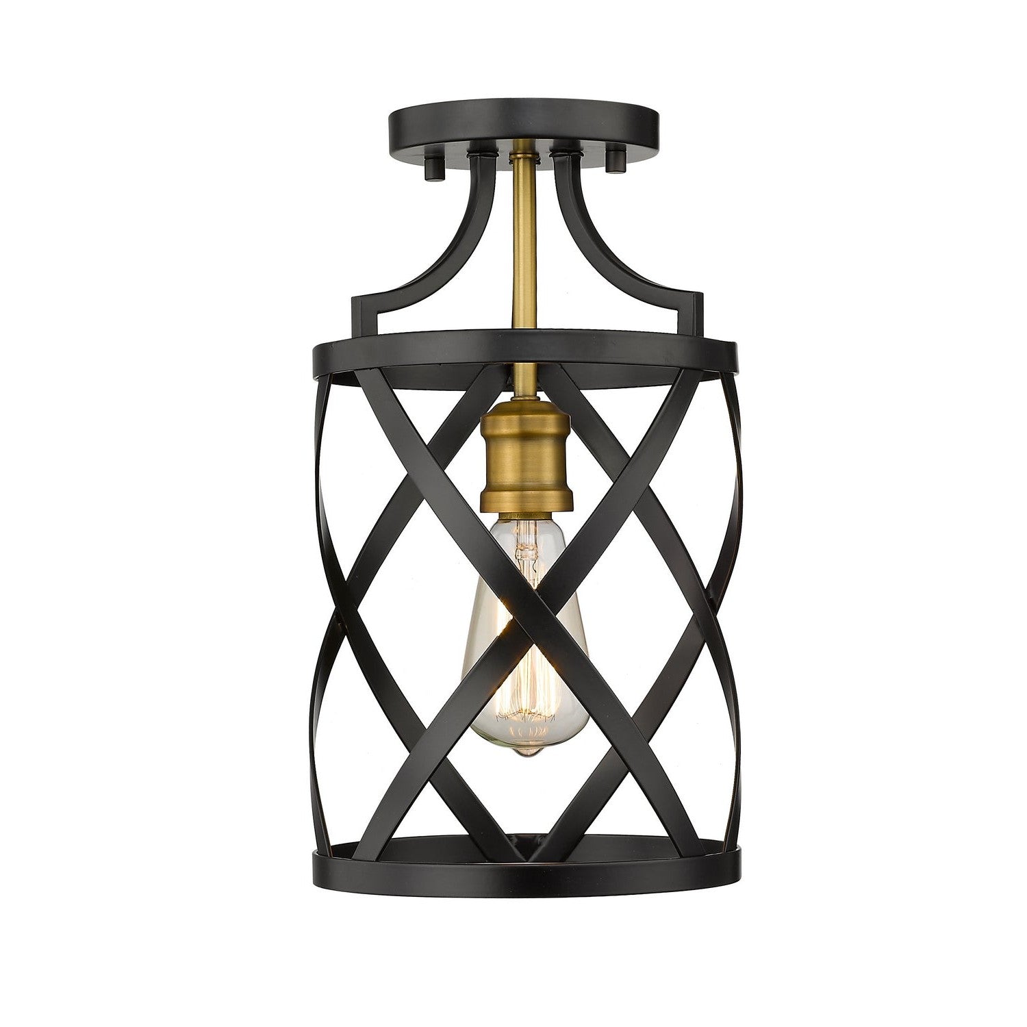 Z-Lite - 481F1-MB-OBR - One Light Flush Mount - Malcalester - Matte Black + Olde Brass