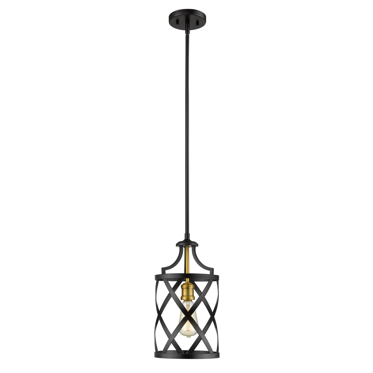 Z-Lite - 481MP-MB-OBR - One Light Pendant - Malcalester - Matte Black + Olde Brass