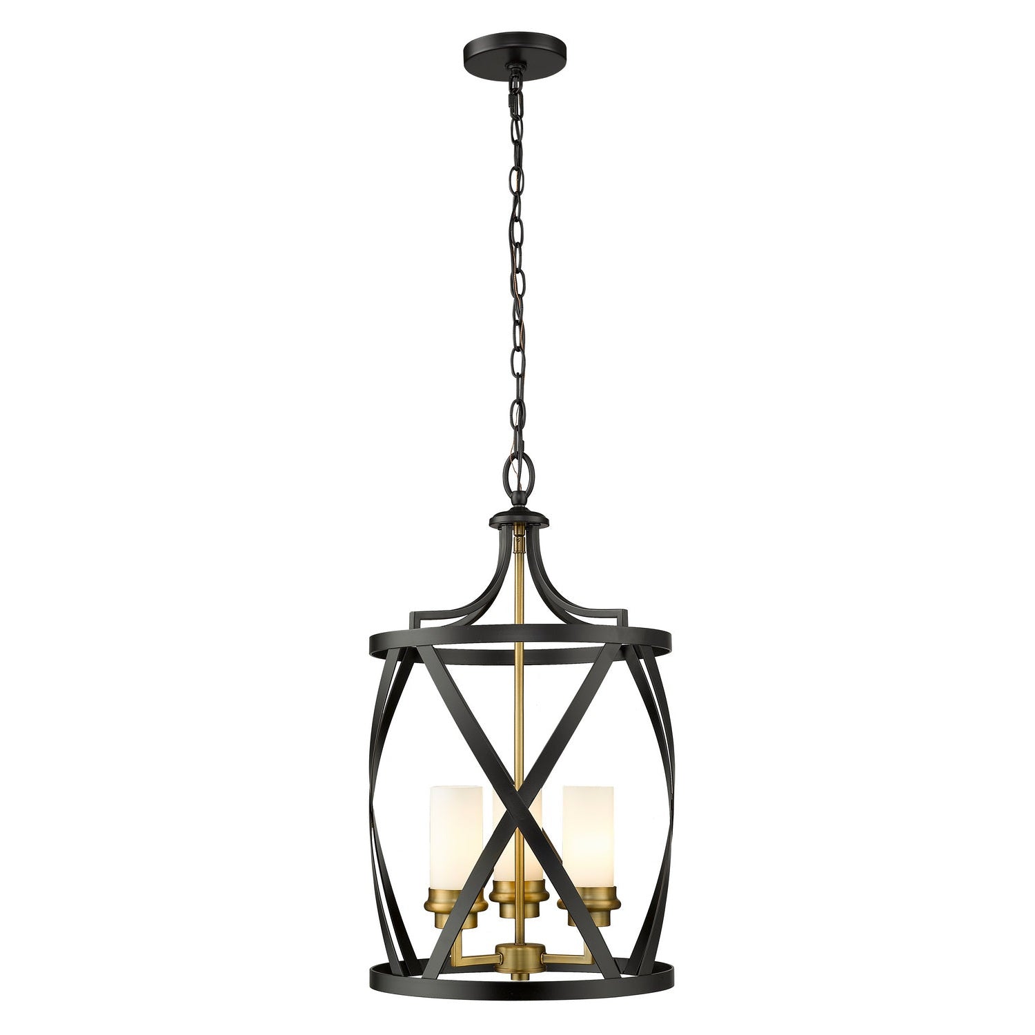 Z-Lite - 481P14-MB-OBR - Three Light Pendant - Malcalester - Matte Black + Olde Brass