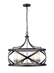 Z-Lite - 481P24-MB-BN - Six Light Chandelier - Malcalester - Matte Black + Brushed Nickel
