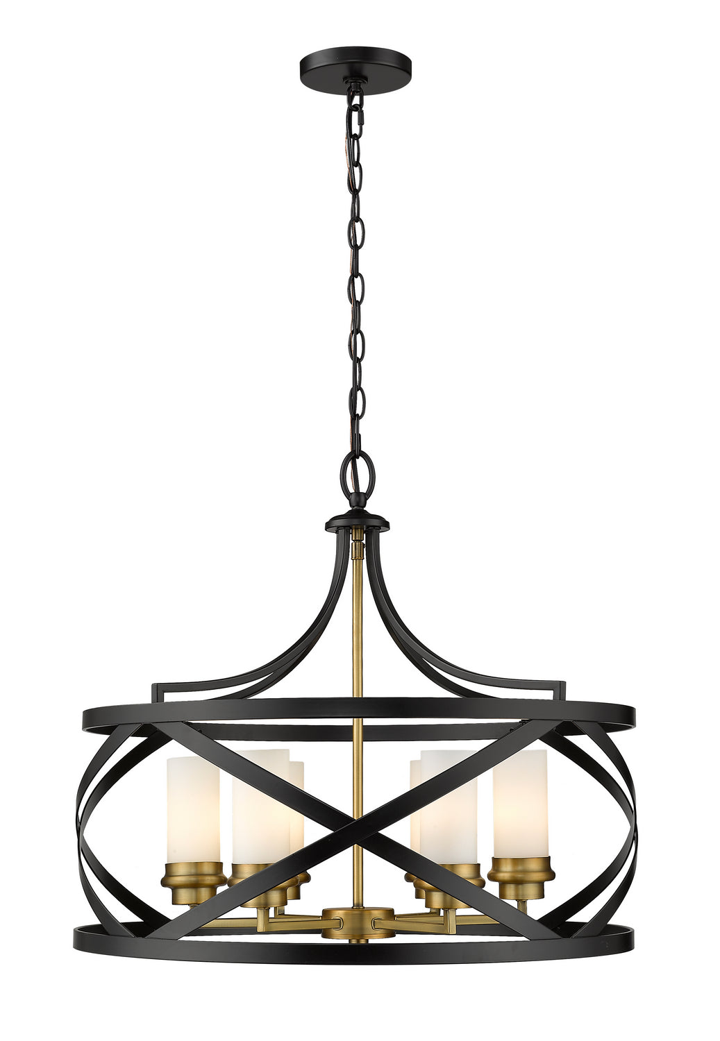 Z-Lite - 481P24-MB-OBR - Six Light Chandelier - Malcalester - Matte Black + Olde Brass