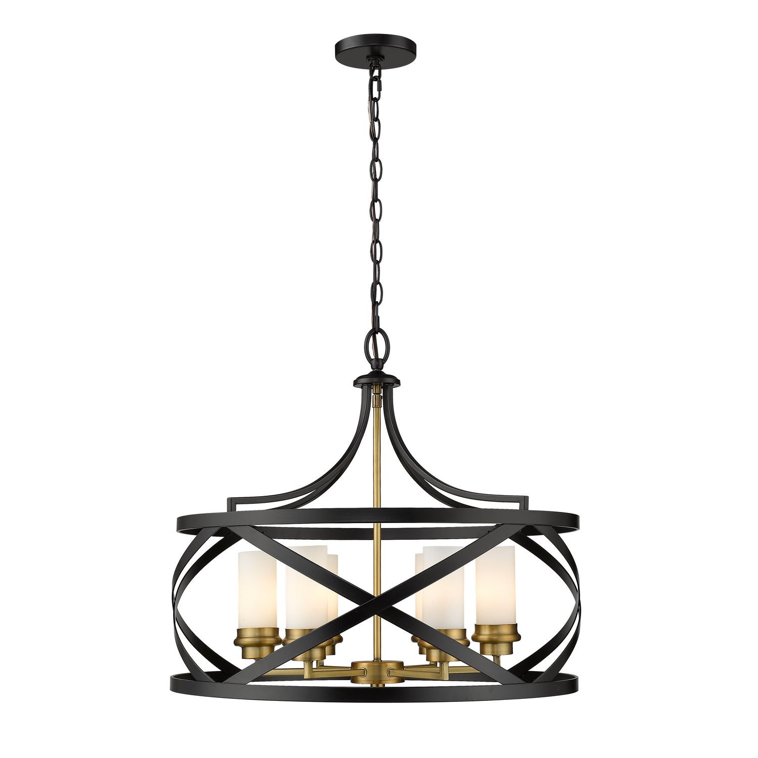 Z-Lite - 481P24-MB-OBR - Six Light Chandelier - Malcalester - Matte Black + Olde Brass