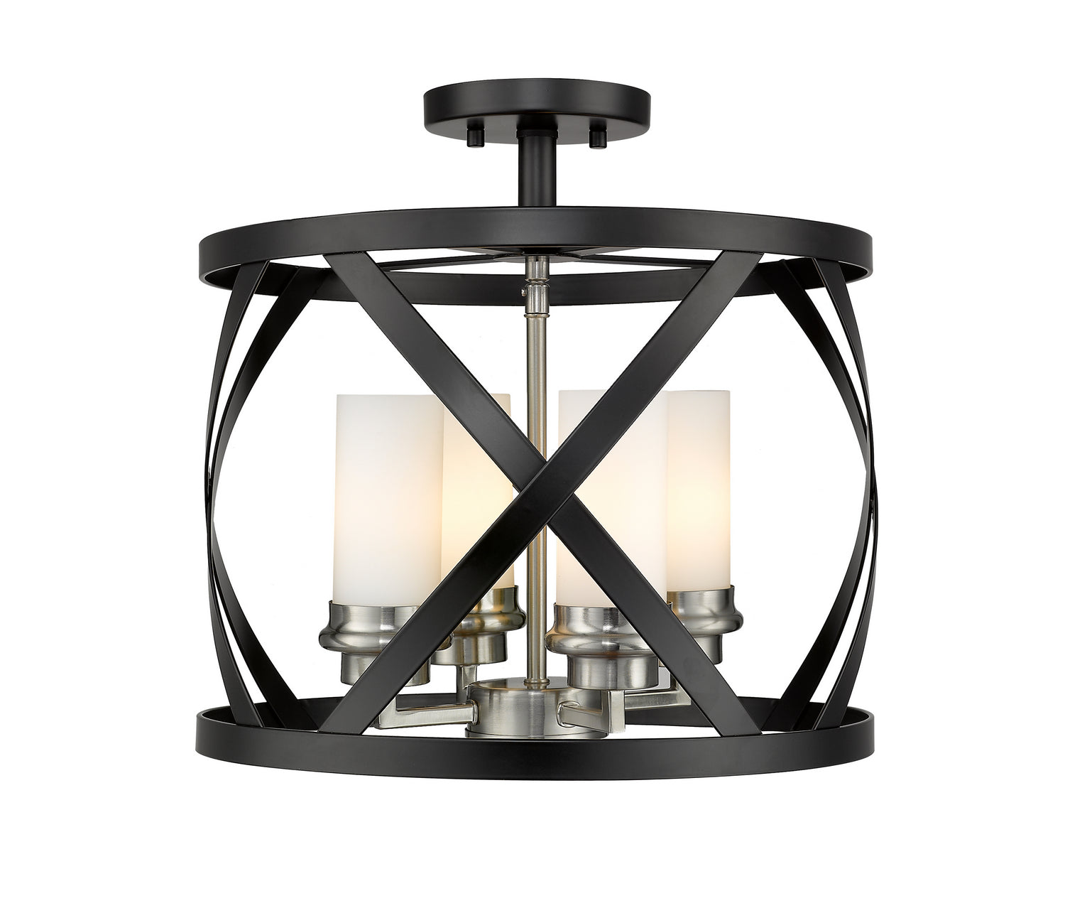 Z-Lite - 481SF15-MB-BN - Four Light Semi Flush Mount - Malcalester - Matte Black + Brushed Nickel