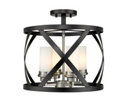 Z-Lite - 481SF15-MB-BN - Four Light Semi Flush Mount - Malcalester - Matte Black + Brushed Nickel