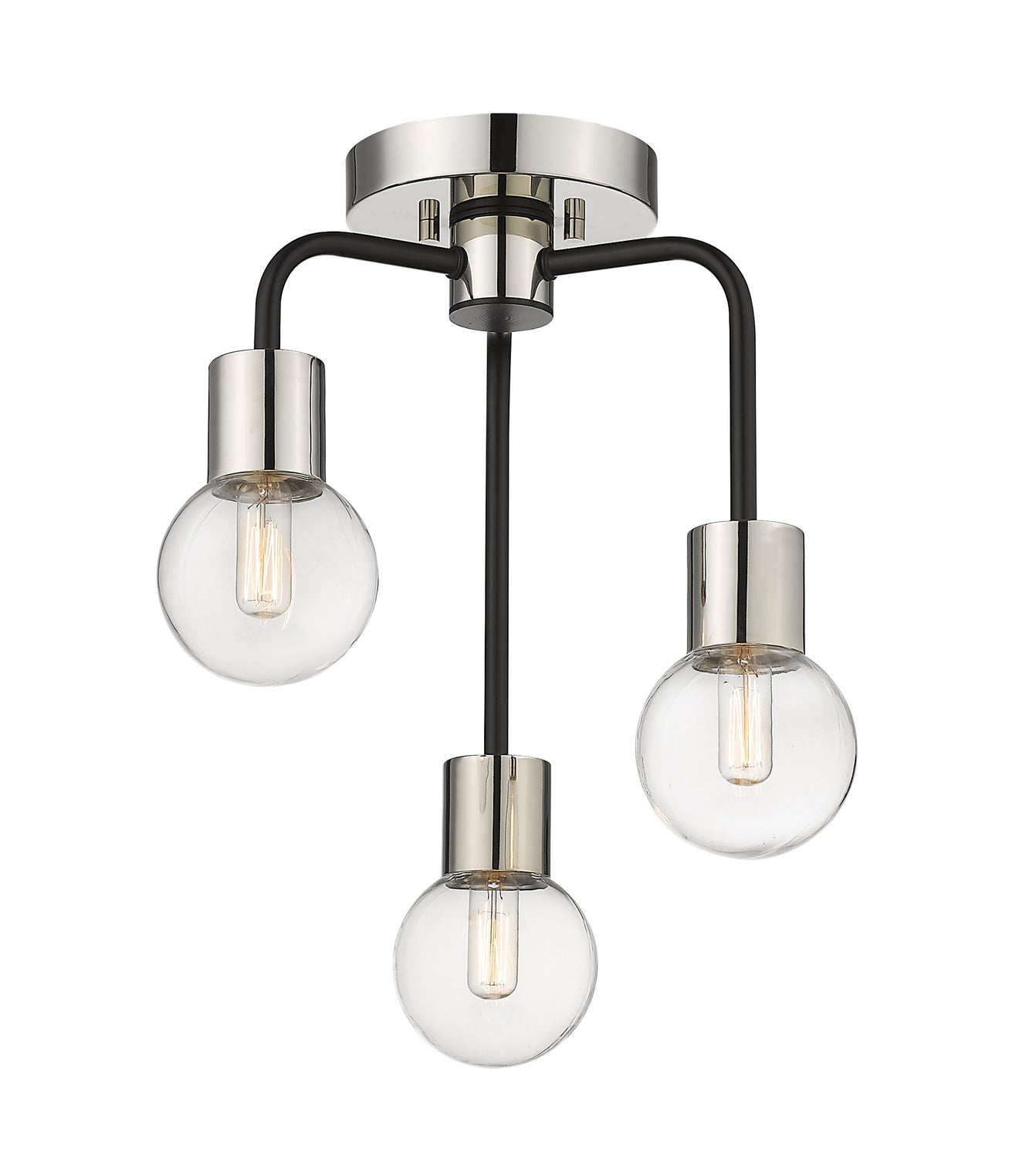 Z-Lite - 621-3SF-MB-PN - Three Light Semi Flush Mount - Neutra - Matte Black + Polished Nickel