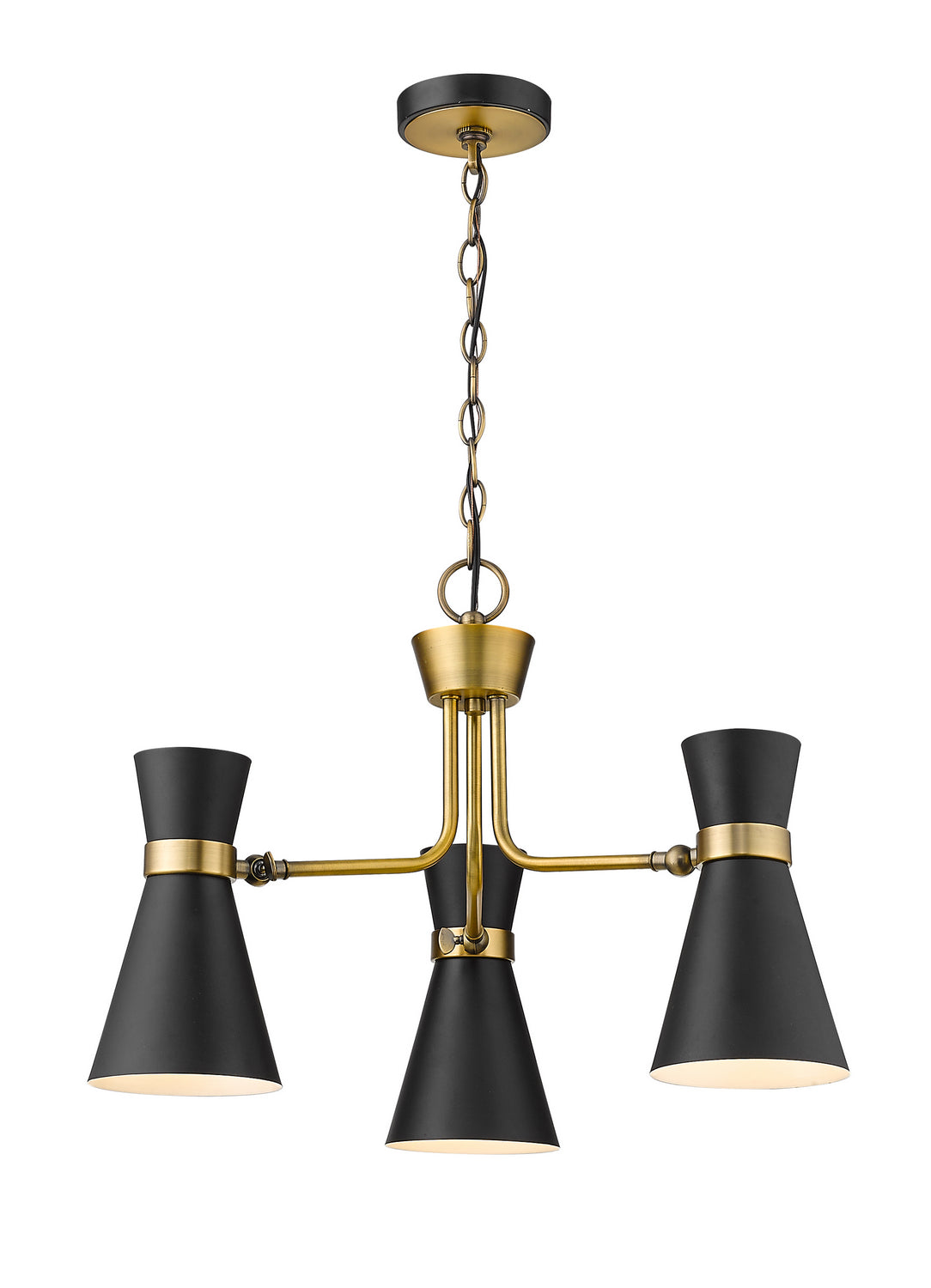 Z-Lite - 728-3MB-HBR - Three Light Chandelier - Soriano - Matte Black + Heritage Brass