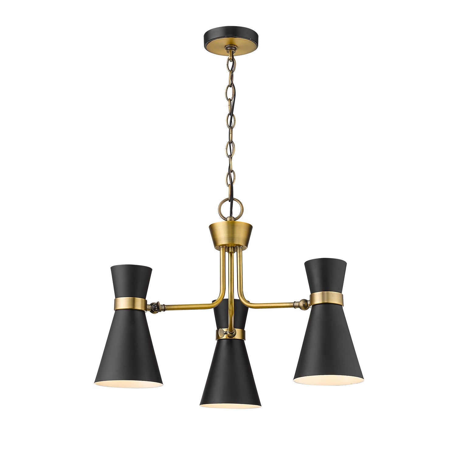 Z-Lite - 728-3MB-HBR - Three Light Chandelier - Soriano - Matte Black + Heritage Brass