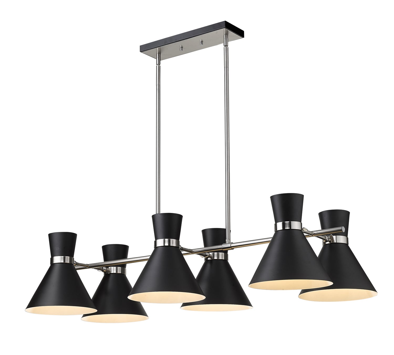Z-Lite - 728-6L-MB-BN - Six Light Linear Chandelier - Soriano - Matte Black + Brushed Nickel