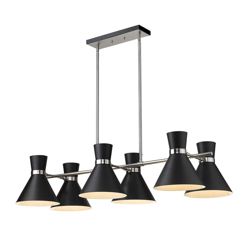 Z-Lite - 728-6L-MB-BN - Six Light Linear Chandelier - Soriano - Matte Black + Brushed Nickel